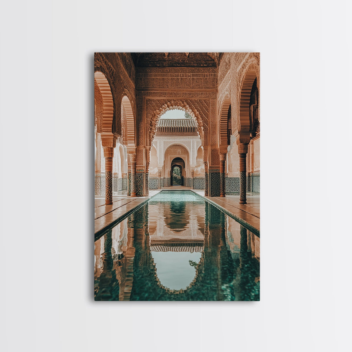 Reflection Pool Framed Canvas Print, Moroccon Wall Art