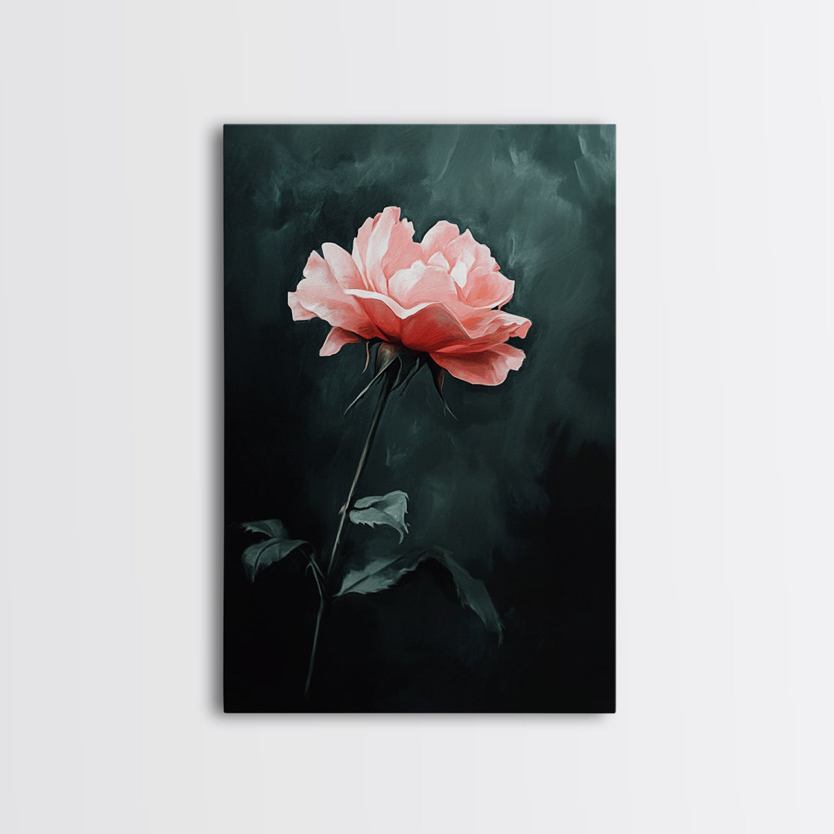 Oil Painting Print of a Pink Rose, Framed Canvas Print, French Country Decor, Modern Farmhouse, Rustic Farmhouse, Rose Painting, Rose Art