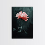 Oil Painting Print of a Pink Rose, Framed Canvas Print, French Country Decor, Modern Farmhouse, Rustic Farmhouse, Rose Painting, Rose Art