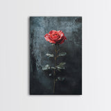 Red Rose Canvas Print, Art Print Roses Framed Canvas Print, Antique Flowers Print, Oil Painting Vintage Flowers, Ready To Hang, Flowers Wall Art