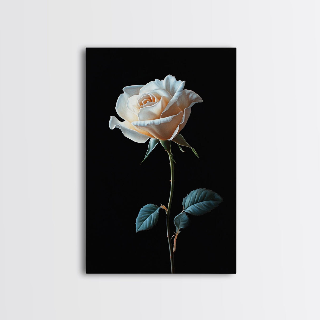 Still Life Photograph of a White Rose, Framed Canvas Print, Rose Painting, Rose Decor, Rose Wall Art, Mother's Day Gift Idea, Flower Wall Art