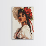 Latina Art Print on Canvas, Maximalist Wall Art, Latino Wall Art, Eclectic Home Decor, Chicano Painting, Mexicano Wall Art, Pueblo Style Art