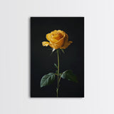 Realist Painting Print of a Yellow Rose, Framed Canvas, Wood Framed Art, Modern Farmhouse Decor, Rose Painting, Rose Art