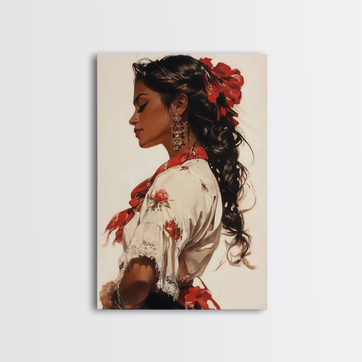 Mexican Art Canvas Print, Romantic Wall Art, Latino Art, Mexicano Wall Art, Tejano Decor, Chicano Painting Wall Art