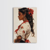 Mexican Art Canvas Print, Romantic Wall Art, Latino Art, Mexicano Wall Art, Tejano Decor, Chicano Painting Wall Art
