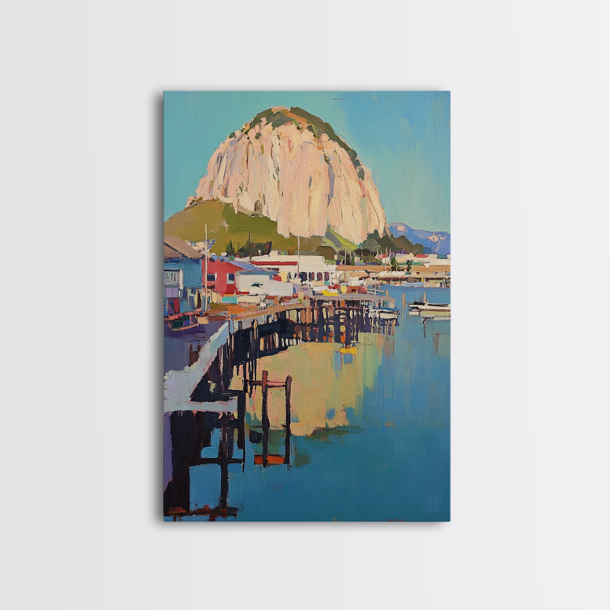 Morro Bay, Framed Canvas Print, Painting Morro Bay California, California Home Decor, Painting of Morro Bay Wall Art Canvas Print