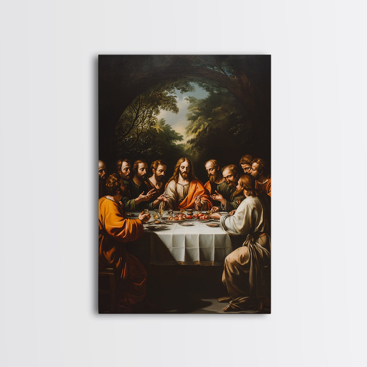 Last Supper Wall Art, Framed Canvas Print, Christmas Decor, Christian Decor, Oil Painting Of The Last Supper