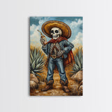 Skeleton Mariachi Chicano Art Canvas Print, Mexicano Wall Art, Tejano Wall Art, Mexicano Style Painting