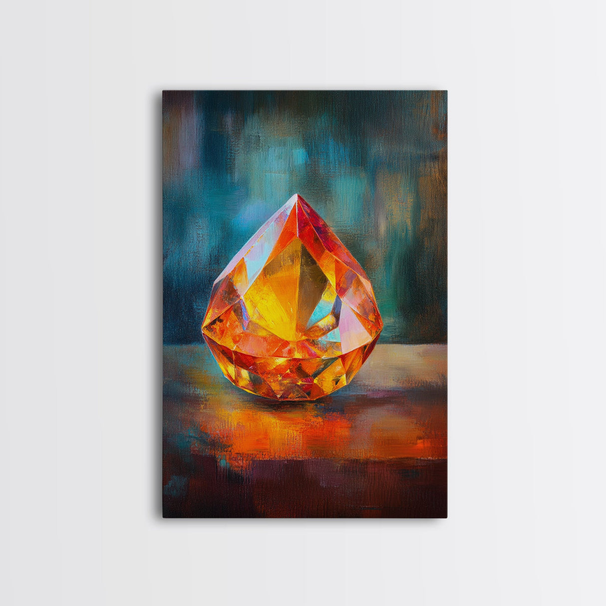 Gemstone Painting Print, Framed Canvas Print, Gemstones Wall Art, Precious Stone Painting, Red Gem, Ruby Painting, Antique Minerals Decor