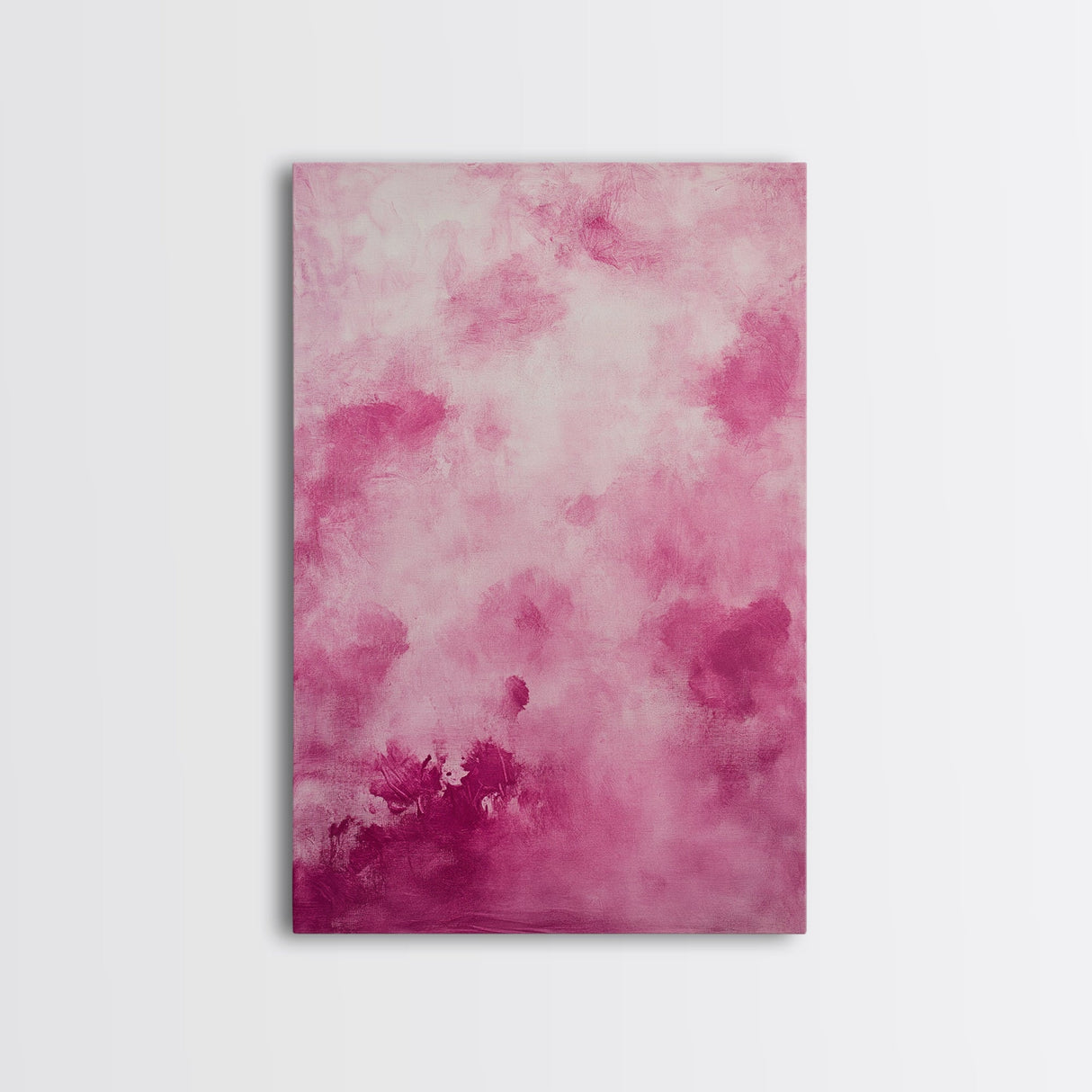 Wall Art Print Preppy Decor, Framed Canvas Print, Abstract Pink Clouds Painting, Girl's Dorm Room Wall Decor, Apartment Decor Gift Idea