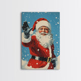 Portrait of Santa Waving Framed Canvas Print, Santa Painting, Santa Art, Santa Home Decor, Christmas Wall Art, Seasonal Christmas, Clearance Christmas