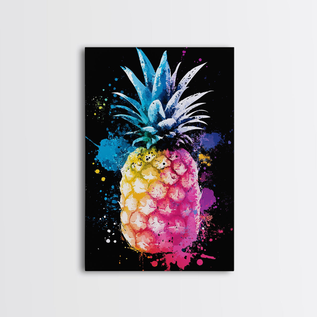 Retro Pineapple Painting Print, Framed Canvas Print, Kitchen or Dining Room Wall Art, Retro Home Decor, Pineapple Painting, Pineapple Art