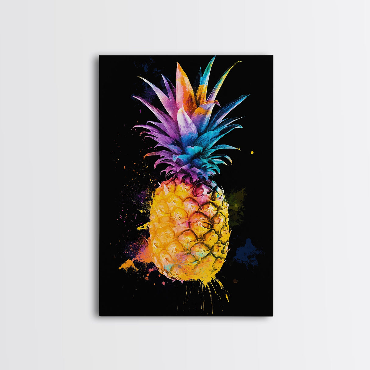 Retro Pineapple Painting Print, Framed Canvas Print, Kitchen or Dining Room Wall Art, Retro Home Decor, Pineapple Painting