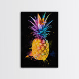 Retro Pineapple Painting Print, Framed Canvas Print, Kitchen or Dining Room Wall Art, Retro Home Decor, Pineapple Painting