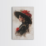 Mexicano Wall Art Framed Canvas Print, Female Matador, Chicano Wall Art, Chicano Painting