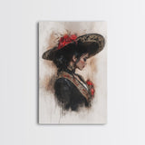 Chicano painting Print, Mexicano Wall Art, Female Matador, Female Bull Fighter Painting Print, Chicano Wall Art, Tejano Decor
