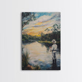 Fly Fishing Wall Art - Framed Canvas Print - Fly Fishing Painting, Fly Fishing Art, Gift Idea for Fisher, Fishing Gift Idea