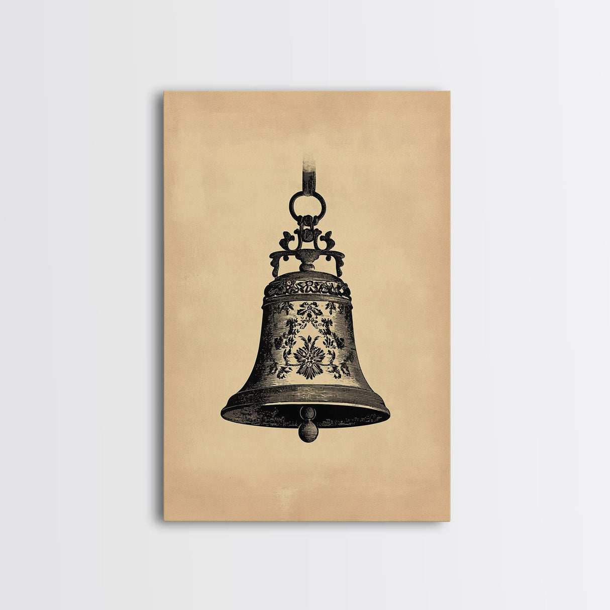 Christmas Bell Painting Print - Wood Framed Wall Art - Christmas Decor - Boho Christmas - Minimalist Christmas