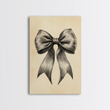 Boho Christmas Bow Canvas Print - Framed Canvas - Minimalist Christmas Art - Boho Christmas Art - Rustic Christmas Art