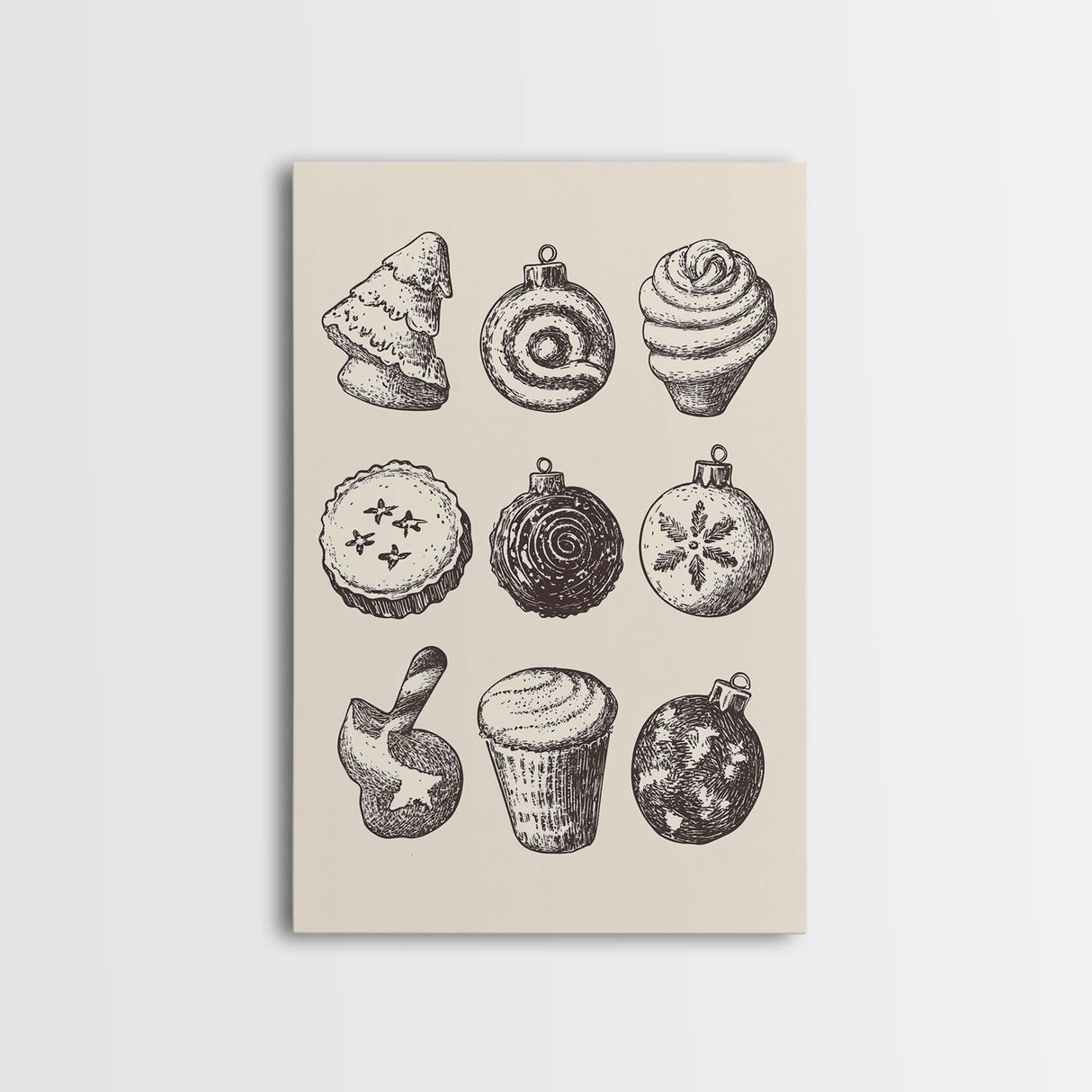 Rustic Boho Christmas Cookies Canvas Print - Framed Canvas - Minimalist Christmas Art - Boho Christmas Art - Rustic Christmas Art