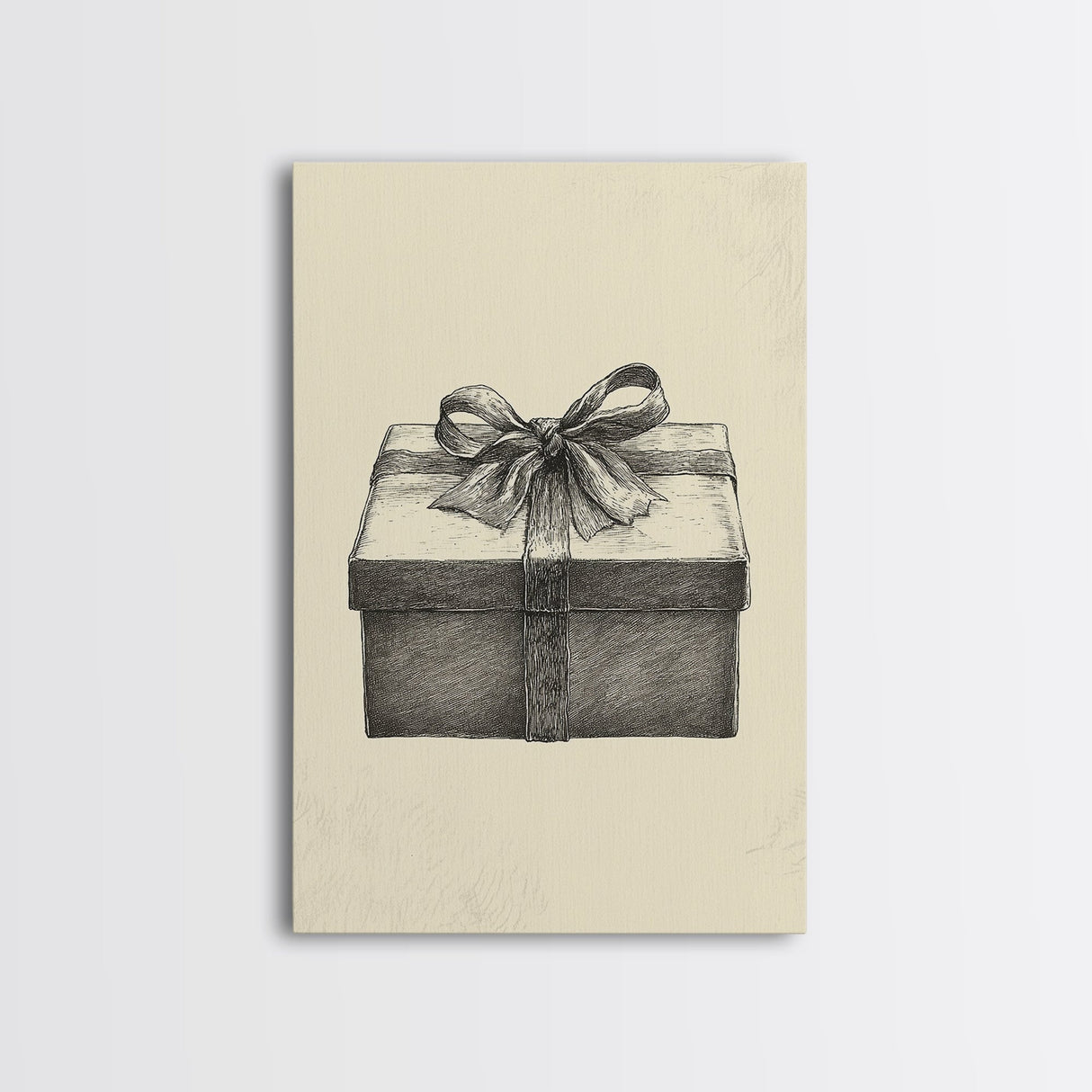 Sketch of A Christmas Gift Canvas Print - Framed Canvas - Minimalist Christmas Art - Boho Christmas Art - Rustic Christmas Art