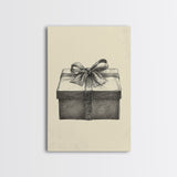 Sketch of A Christmas Gift Canvas Print - Framed Canvas - Minimalist Christmas Art - Boho Christmas Art - Rustic Christmas Art