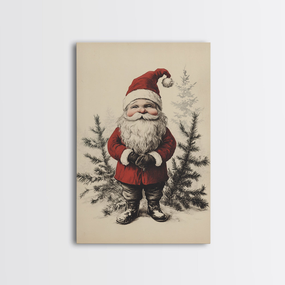 Sketch of Santa Canvas Print - Framed Canvas - Minimalist Christmas Art - Boho Christmas Art - Rustic Christmas Art