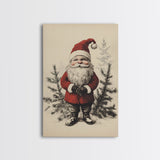 Sketch of Santa Canvas Print - Framed Canvas - Minimalist Christmas Art - Boho Christmas Art - Rustic Christmas Art