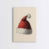 Painting of Santa's Hat Canvas Print - Framed Canvas - Minimalist Christmas Art - Boho Christmas Art - Rustic Christmas Art