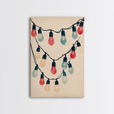 Sketch of Christmas Lights Canvas Print - Framed Canvas - Minimalist Christmas Art - Boho Christmas Art - Rustic Christmas Art