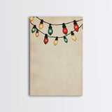 Drawing of Retro Christmas Lights Canvas Print - Framed Canvas - Minimalist Christmas Art - Boho Christmas Art - Rustic Christmas Art