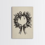Sketch of a Christmas Wreath Canvas Print - Framed Canvas - Minimalist Christmas Art - Boho Christmas Art - Rustic Christmas Art