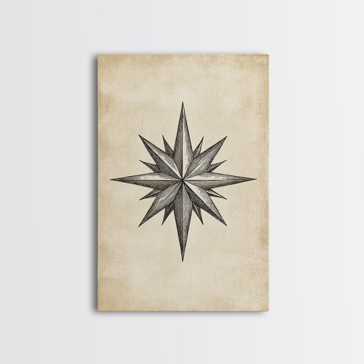 Sketch Of The North Star Canvas Print - Framed Canvas - Minimalist Christmas Art - Boho Christmas Art - Rustic Christmas Art