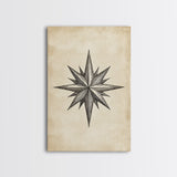 Sketch Of The North Star Canvas Print - Framed Canvas - Minimalist Christmas Art - Boho Christmas Art - Rustic Christmas Art