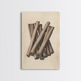 Christmas Cinnamon Sticks Canvas Print - Framed Canvas - Minimalist Christmas Art - Boho Christmas Art - Rustic Christmas Art
