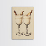 Retro Eggnogg Canvas Print - Framed Canvas - Minimalist Christmas Art - Boho Christmas Art - Rustic Christmas Art