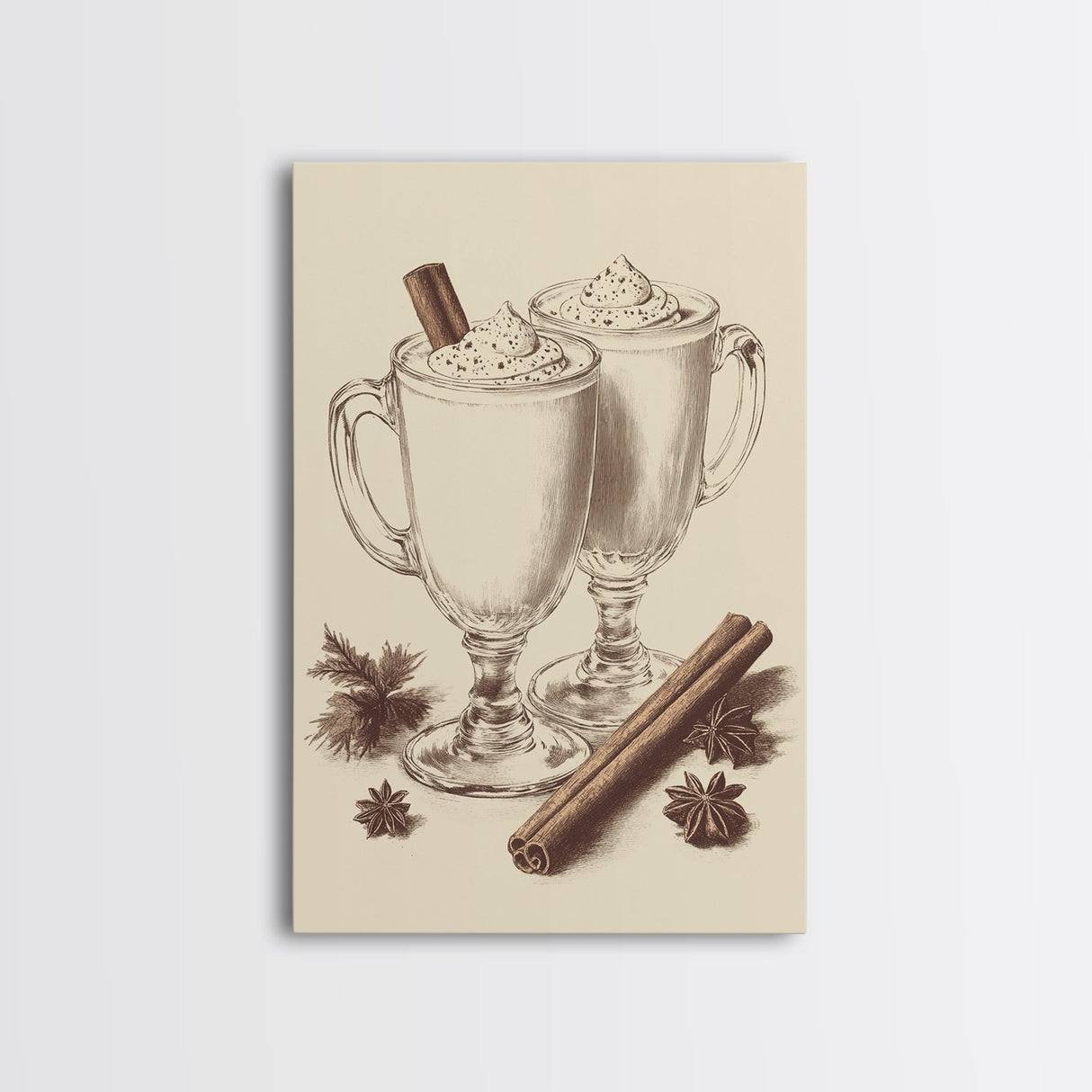 Vinage Egg Nog Canvas Print - Framed Canvas - Minimalist Christmas Art - Boho Christmas Art - Rustic Christmas Art