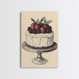 Kitchen Wall Art, Cake Painting Still Life Framed Canvas Print, Dining Room Wall Artt