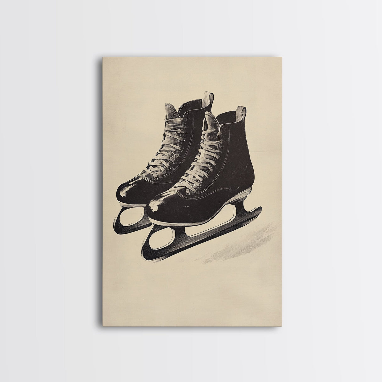 Retro Christmas Ice Skates Canvas Print - Framed Canvas - Minimalist Christmas Art - Boho Christmas Art - Rustic Christmas Art