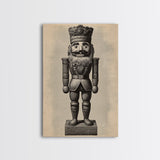 Vintage Nutcracker Canvas Print - Framed Canvas - Minimalist Christmas Art - Boho Christmas Art - Rustic Christmas Art