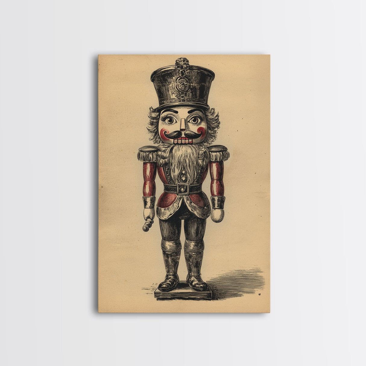 Christmas Nutcracker Canvas Print - Framed Canvas - Minimalist Christmas Art - Boho Christmas Art - Rustic Christmas Art