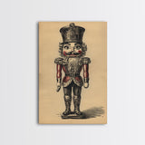 Christmas Nutcracker Canvas Print - Framed Canvas - Minimalist Christmas Art - Boho Christmas Art - Rustic Christmas Art