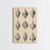 Christmas Ornaments Canvas Print - Framed Canvas - Minimalist Christmas Art - Boho Christmas Art - Rustic Christmas Art