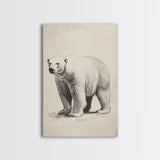 Polar Bear Canvas Print - Framed Canvas - Minimalist Christmas Art - Boho Christmas Art - Rustic Christmas Art