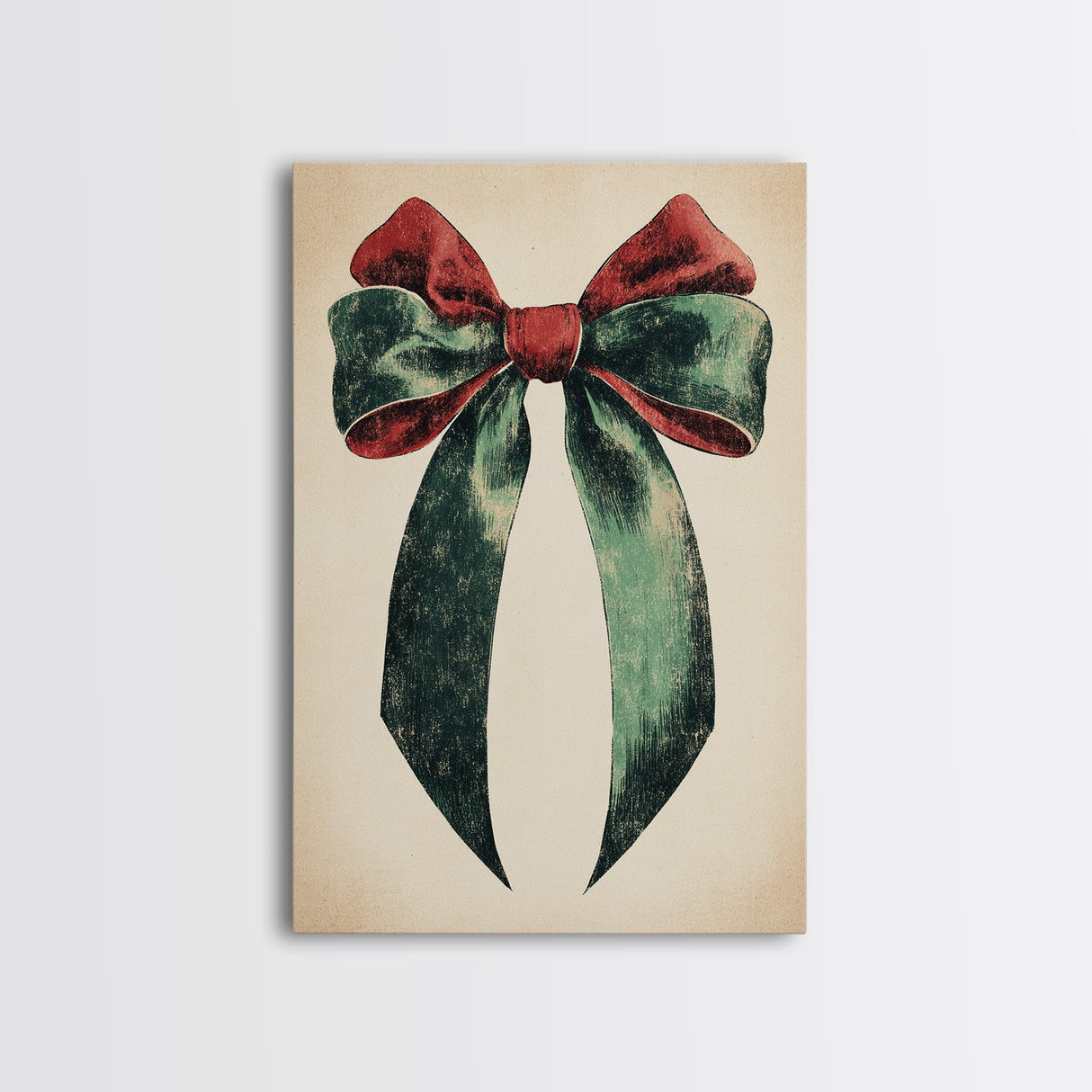 Gift Bow Canvas Print - Framed Canvas - Minimalist Christmas Art - Boho Christmas Art - Rustic Christmas Art