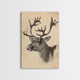 Christmas Reindeer Canvas Print - Framed Canvas - Minimalist Christmas Art - Boho Christmas Art - Rustic Christmas Art
