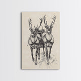 Santa's Sleigh Canvas Print - Framed Canvas - Minimalist Christmas Art - Boho Christmas Art - Rustic Christmas Art