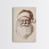 Santa Portrait Canvas Print - Framed Canvas - Minimalist Christmas Art - Boho Christmas Art - Rustic Christmas Art
