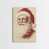 Sainta Clause Painting Canvas Print - Framed Canvas - Minimalist Christmas Art - Boho Christmas Art - Rustic Christmas Art