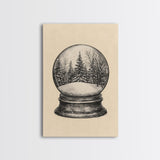 Christmas Snowglobe Canvas Print - Framed Canvas - Minimalist Christmas Art - Boho Christmas Art - Rustic Christmas Art